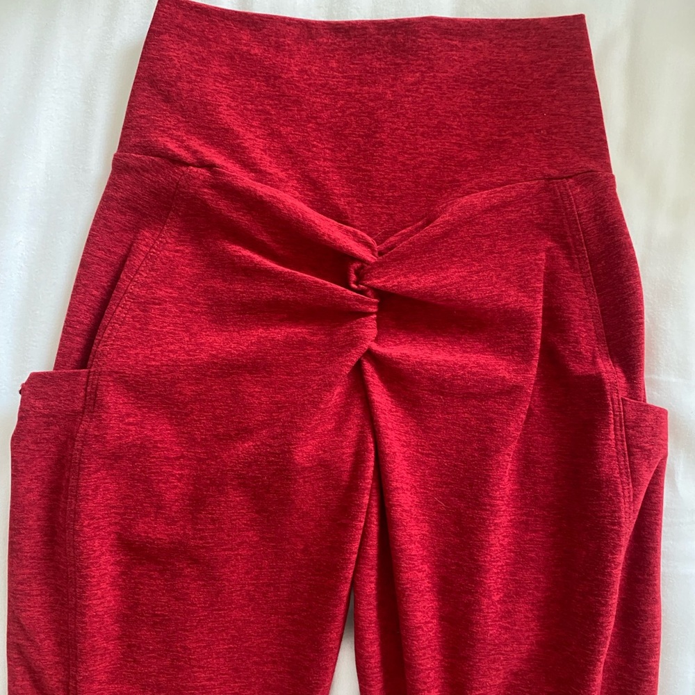 Bombshell Sportswear Red Contour V Waist Leggings with Side Pockets - Picture 8 of 10